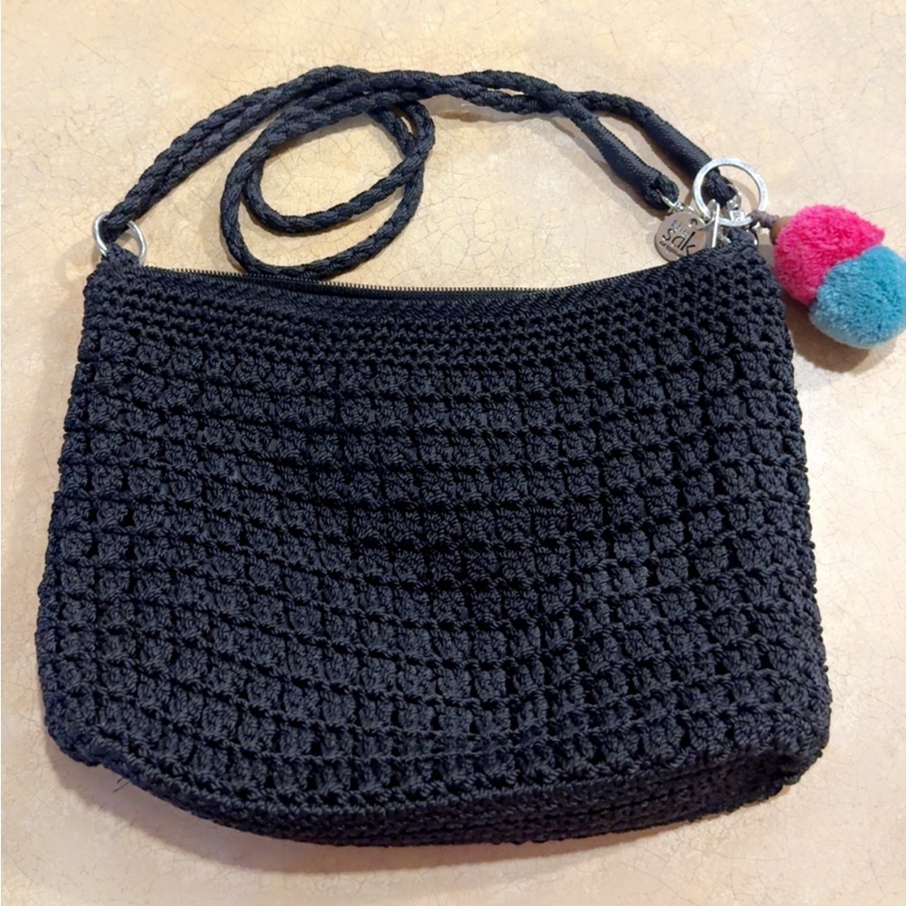 The Sak Black Crochet Women Bag